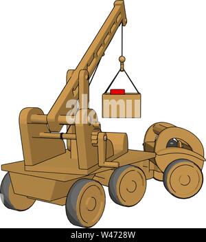 Yellow construction vehicles toy, illustration, vector on white background. Stock Vector
