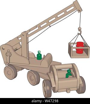 White construction vehicles toy, illustration, vector on white background. Stock Vector