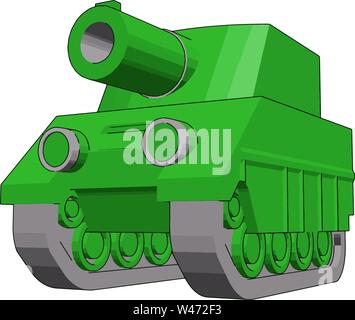 Small green tank, illustration, vector on white background. Stock Vector