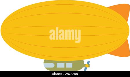 Yellow airship, illustration, vector on white background. Stock Vector