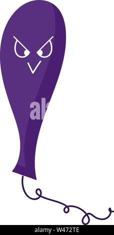Purple evil balloon, illustration, vector on white background. Stock Vector