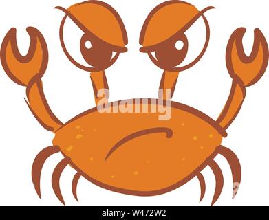 Angry crab, illustration, vector on white background. Stock Vector