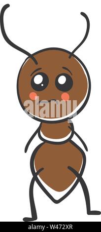 Sad little ant, illustration, vector on white background. Stock Vector