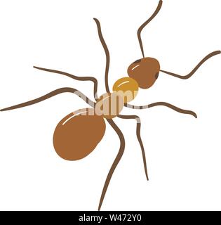 Brown ant, illustration, vector on white background. Stock Vector