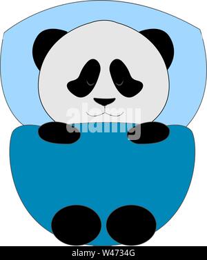 Baby panda sleeping, illustration, vector on white background. Stock Vector
