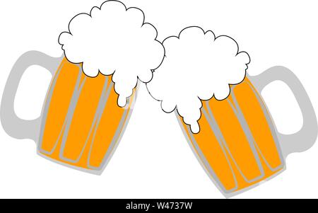 Beers in glass, illustration, vector on white background. Stock Vector