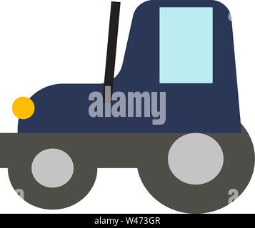 Blue tractor, illustration, vector on white background. Stock Vector
