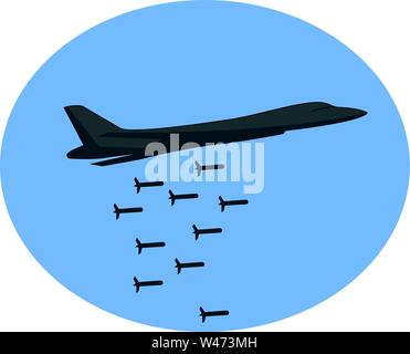 Bombing plane, illustration, vector on white background. Stock Vector