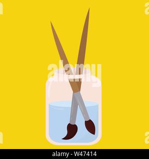 Brushes in glass, illustration, vector on white background. Stock Vector