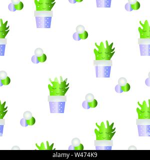 seamless pattern with cactus flowers - smiling cactus Stock Vector