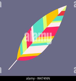 Multicolor feather, illustration, vector on white background. Stock Vector