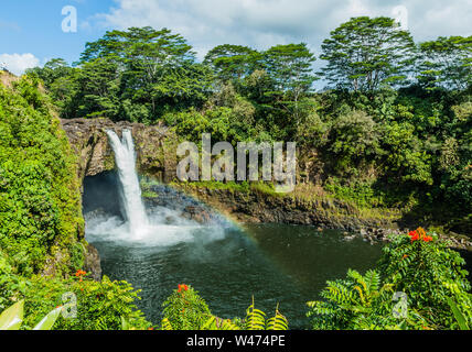 Hawaii, Rainbow Falls in Hilo. Wailuku River State Park. Stock Photo