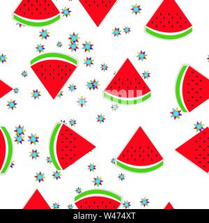 seamless pattern with watermelon slices vector - summer theme Stock Vector
