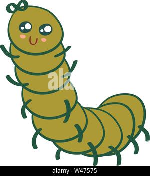 Cute centipede, illustration, vector on white background. Stock Vector