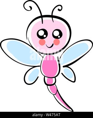 Cute dragonfly, illustration, vector on white background. Stock Vector