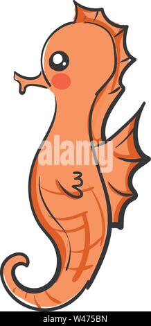 Cute seahorse, illustration, vector on white background. Stock Vector
