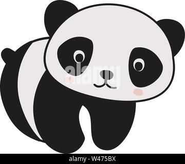 Cute little panda, illustration, vector on white background. Stock Vector