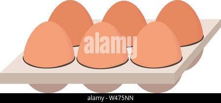 Eggs in carton box, illustration, vector on white background. Stock Vector