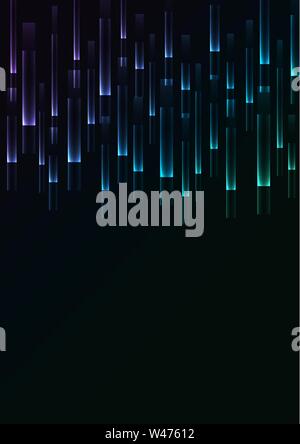 dark multicolour bar overlap in dark background, stripe layer backdrop, technology template, vector illustration Stock Vector