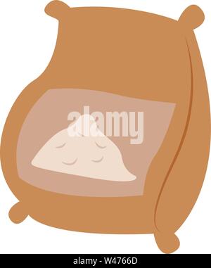 Bag of flour, illustration, vector on white background. Stock Vector