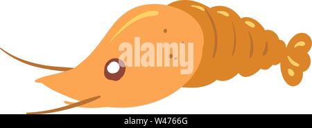 Yellow shrimp, illustration, vector on white background. Stock Vector