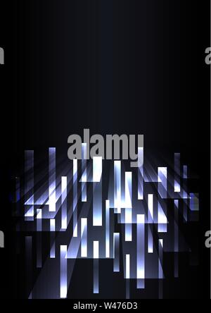dark multicolour bar overlap in dark background, stripe layer backdrop, technology template, vector illustration Stock Vector