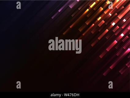 dark multicolour bar overlap in dark background, stripe layer backdrop, technology template, vector illustration Stock Vector