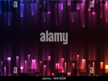 dark multicolour bar overlap in dark background, stripe layer backdrop, technology template, vector illustration Stock Vector