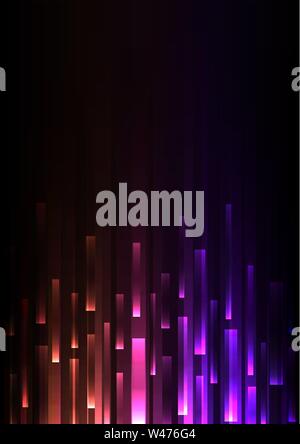dark multicolour bar overlap in dark background, stripe layer backdrop, technology template, vector illustration Stock Vector