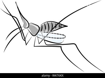 Gray bug drawing, illustration, vector on white background. Stock Vector