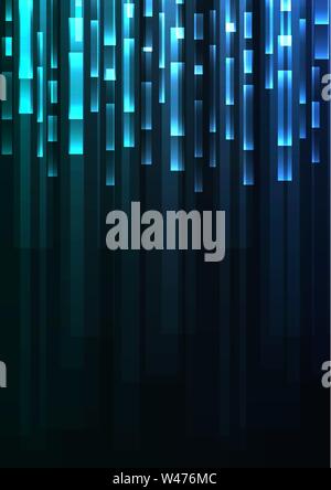 dark multicolour bar overlap in dark background, stripe layer backdrop, technology template, vector illustration Stock Vector