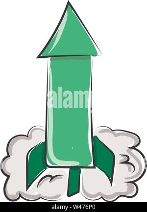 Green rocket, illustration, vector on white background. Stock Vector
