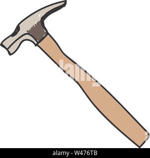 Hammer drawing, illustration, vector on white background. Stock Vector