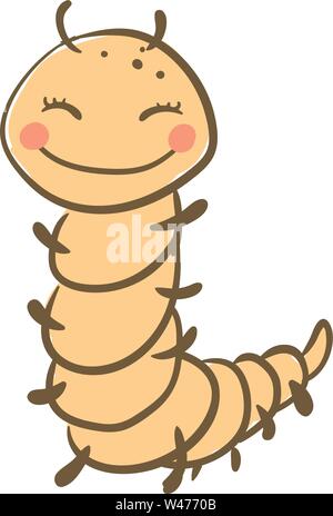 Happy smiling centipede, illustration, vector on white background. Stock Vector