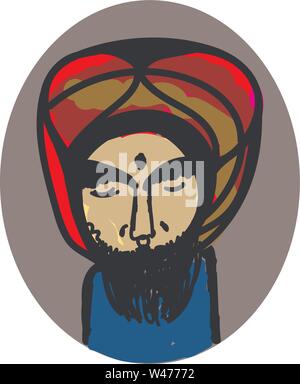 Indian guy, illustration, vector on white background. Stock Vector