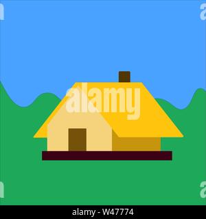 Yellow house, illustration, vector on white background. Stock Vector
