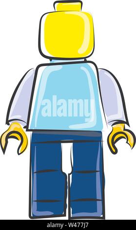 Lego man, illustration, vector on white background. Stock Vector