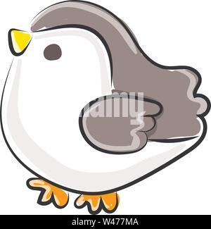 Little fat bird, illustration, vector on white background. Stock Vector