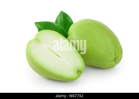 fresh Chayote vegetable isolated on white background. Stock Photo