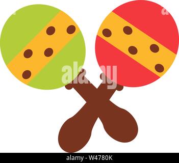 Green and red maracas, illustration, vector on white background. Stock Vector