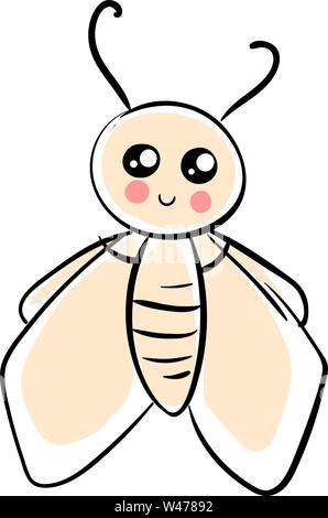 Cute moth, illustration, vector on white background. Stock Vector