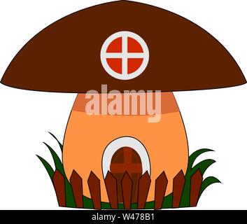Mushroom house, illustration, vector on white background. Stock Vector