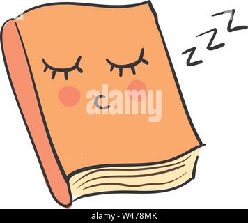 Sleepy book, illustration, vector on white background. Stock Vector