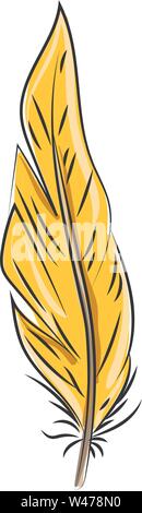 Orange feather, illustration, vector on white background. Stock Vector