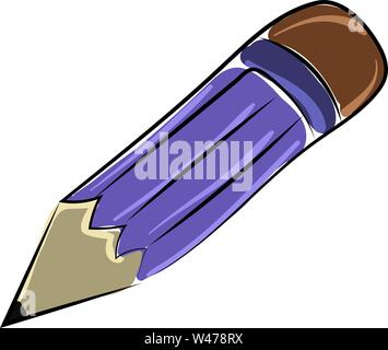 Purple pencil, illustration, vector on white background. Stock Vector