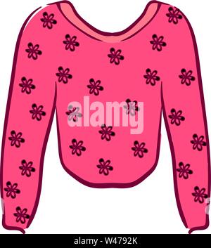 Pink floral sweater, illustration, vector on white background. Stock Vector