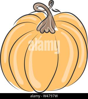 Big pumpkin, illustration, vector on white background. Stock Vector