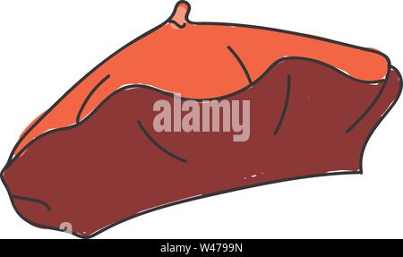 Red beret, illustration, vector on white background. Stock Vector