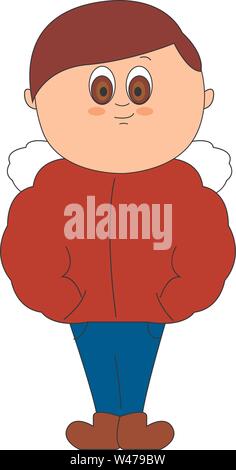 Red jacket, illustration, vector on white background. Stock Vector