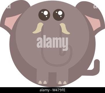 Fat elephant, illustration, vector on white background. Stock Vector
